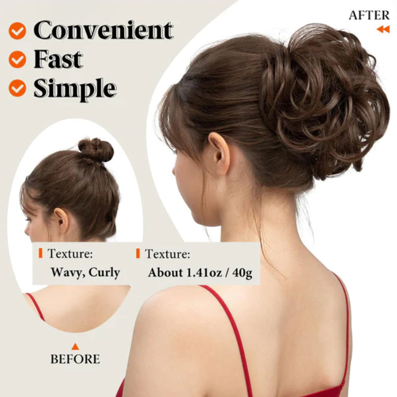 Messy Side Comb Hair Bun – Instant Voluminous Updo Clip-In – 10-Second Effortless Styling, Slip-Proof All-Day Hold, Premium Heat-Friendly Fiber Up to 160°C & Lightweight Only 90g – 3 Placement Styles 🎀