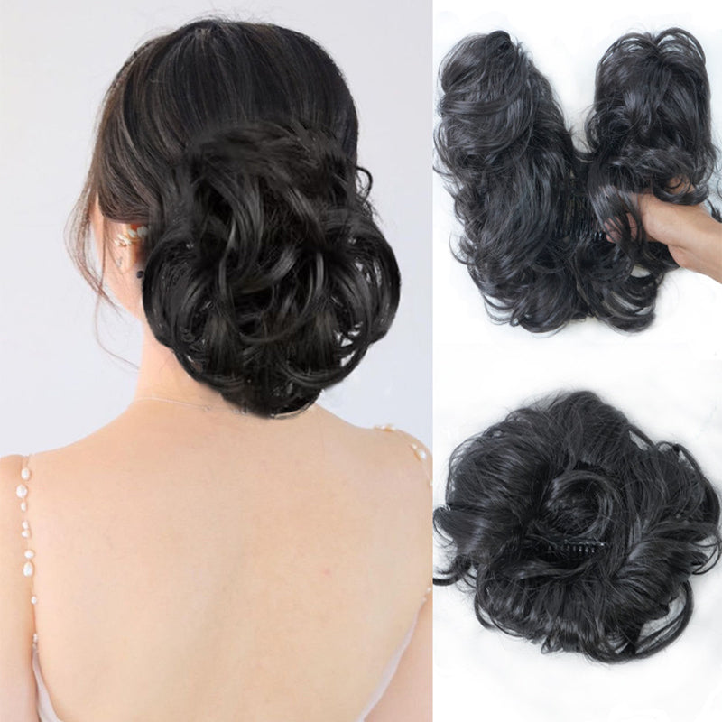 Messy Side Comb Hair Bun – Instant Voluminous Updo Clip-In – 10-Second Effortless Styling, Slip-Proof All-Day Hold, Premium Heat-Friendly Fiber Up to 160°C & Lightweight Only 90g – 3 Placement Styles 🎀