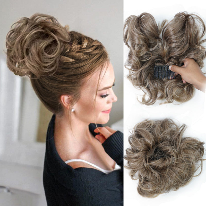 Messy Side Comb Hair Bun – Instant Voluminous Updo Clip-In – 10-Second Effortless Styling, Slip-Proof All-Day Hold, Premium Heat-Friendly Fiber Up to 160°C & Lightweight Only 90g – 3 Placement Styles 🎀