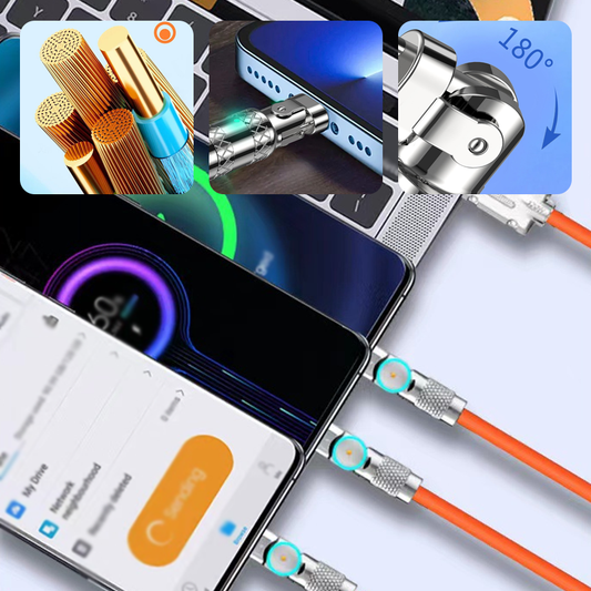 🔥120W 3 in 1 Rotating Elbow Fast Charging Data Cable⚡