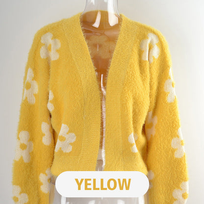 Women's Trendy Floral Knit Cardigan Sweater