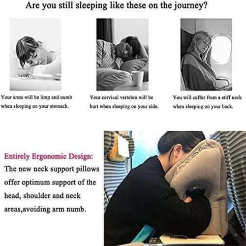 🔥Last day 50% off 🔥leosporr Inflatable Travel Pillow——45° Ergonomic Inflatable Travel Pillow | Neck & Arm Support for Airplane Sleep, Office Naps & Long Trips