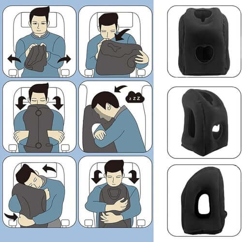 🔥Last day 50% off 🔥leosporr Inflatable Travel Pillow——45° Ergonomic Inflatable Travel Pillow | Neck & Arm Support for Airplane Sleep, Office Naps & Long Trips