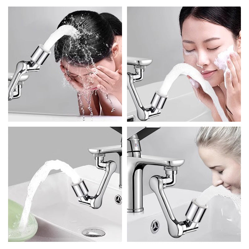 1440° splash-proof and universally rotatable faucet adapter