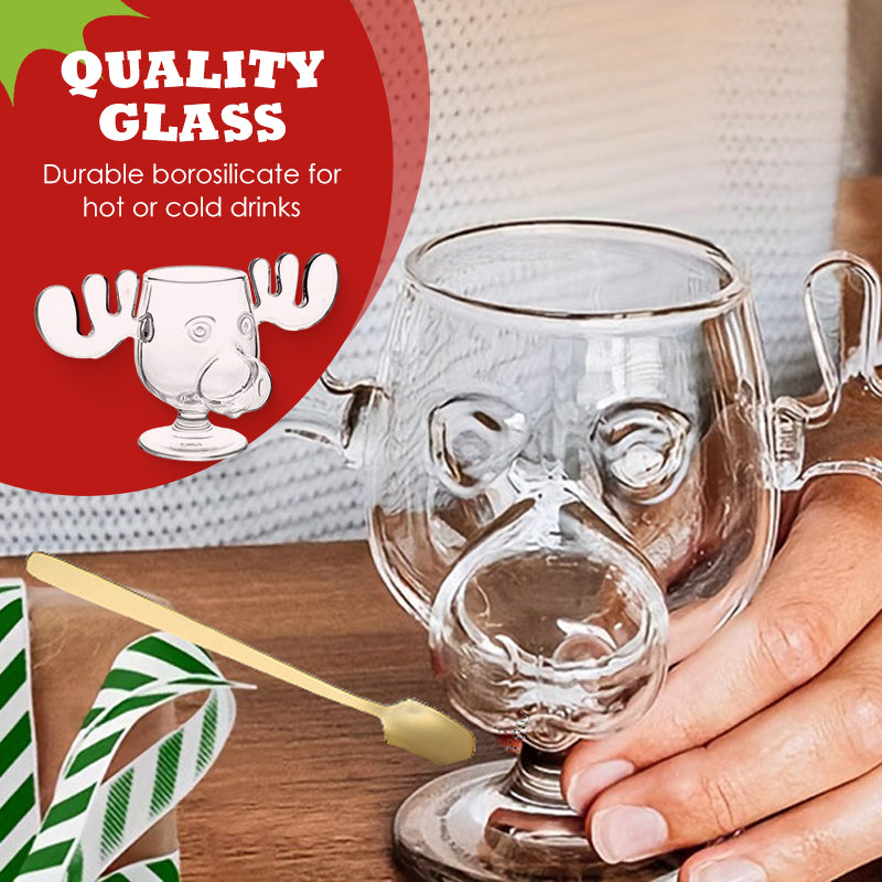 Unique Elk Glass Cup for Joyful Christmas