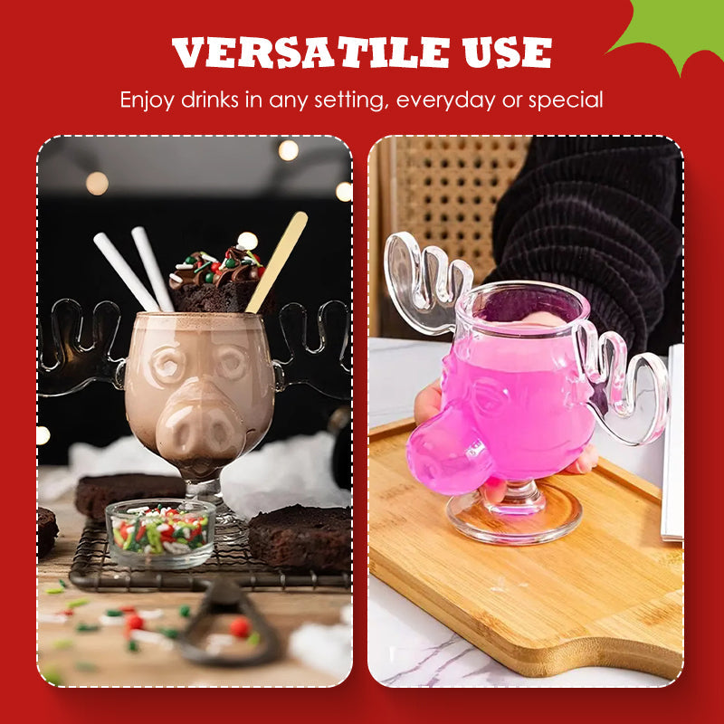 Unique Elk Glass Cup for Joyful Christmas