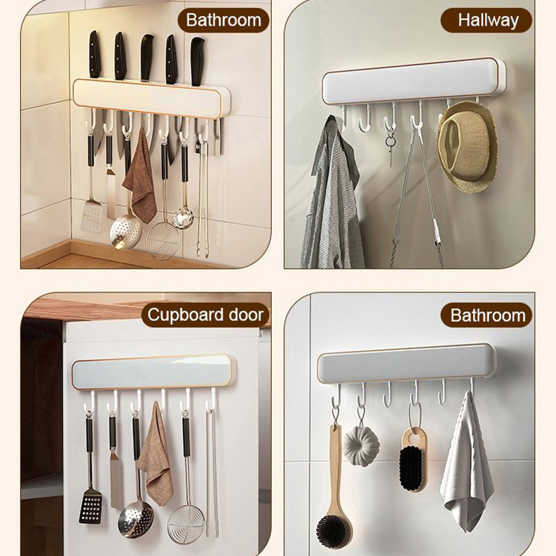 Multifunctional Wall-Mounted Knife Holder with Hooks