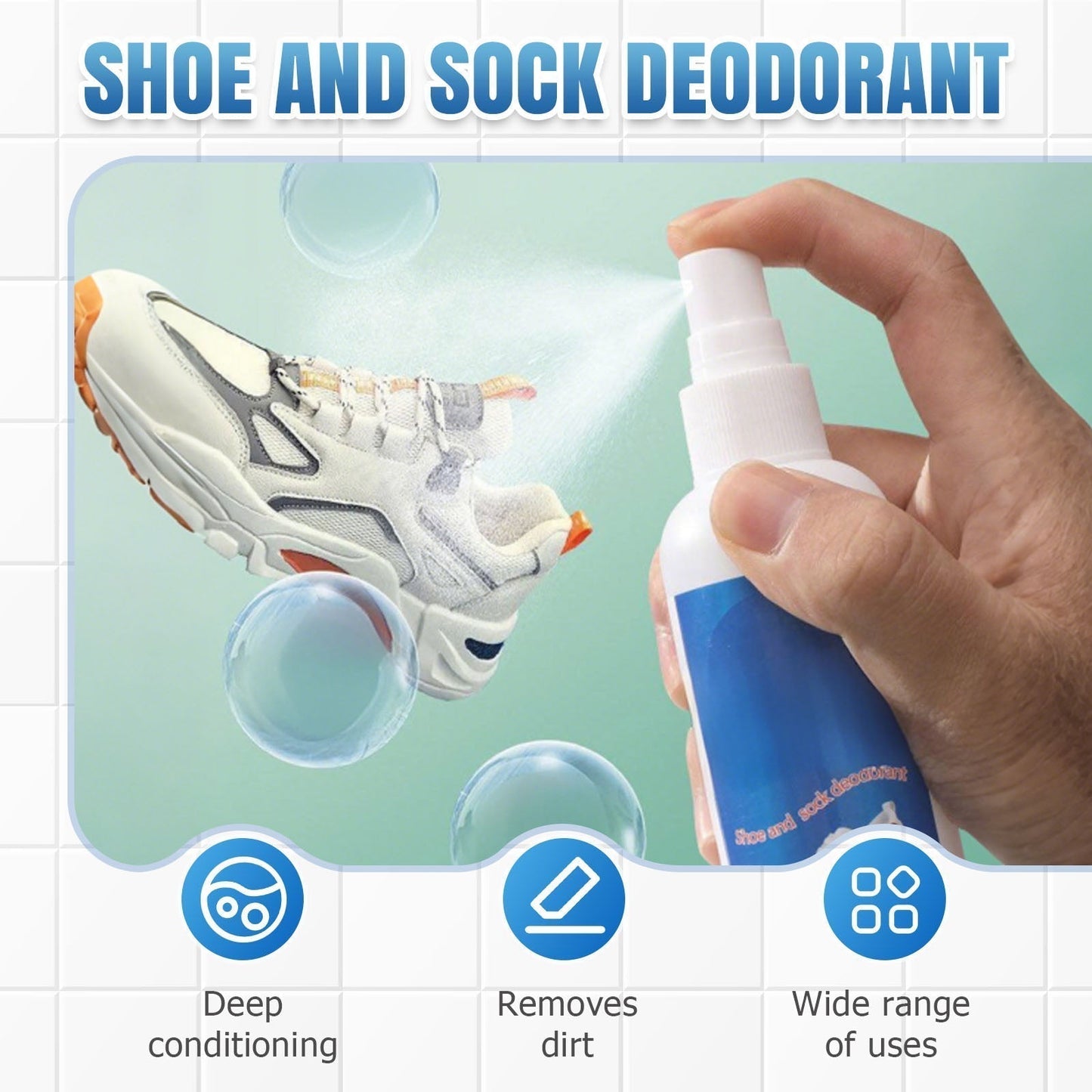💥💥 Limited Time 50% OFF👟Antibacterial Quick Dry Shoe and Sock Deodorizing Spray-Antibacterial & Long-Lasting Freshness🔝✅🌟