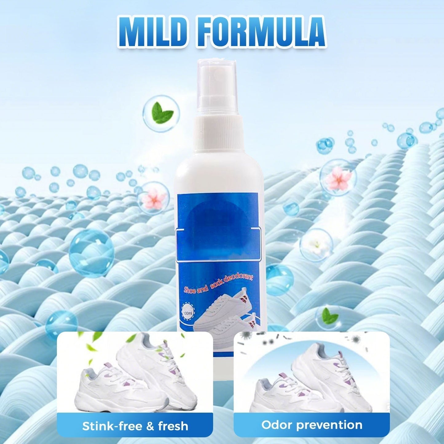 💥💥 Limited Time 50% OFF👟Antibacterial Quick Dry Shoe and Sock Deodorizing Spray-Antibacterial & Long-Lasting Freshness🔝✅🌟