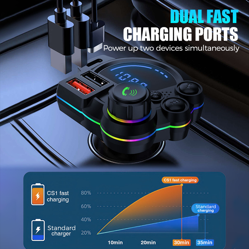 🔥Limited-time offer-Universal Dual-Port Car FM Bluetooth Transmitter