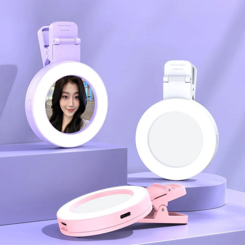 Clip-on Ring Light with Makeup Mirror & Remote Control