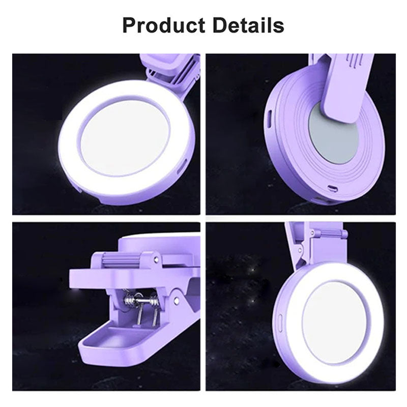 Clip-on Ring Light with Makeup Mirror & Remote Control