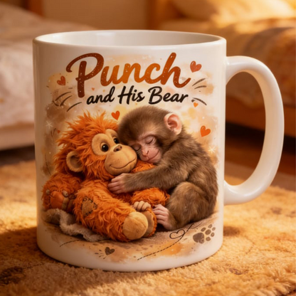 📖 Storytime Sips | “Punch and His Bear” Ceramic Mug | Fun Design for Tea Lovers 🐻【50% OFF】