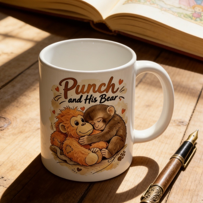 📖 Storytime Sips | “Punch and His Bear” Ceramic Mug | Fun Design for Tea Lovers 🐻【50% OFF】