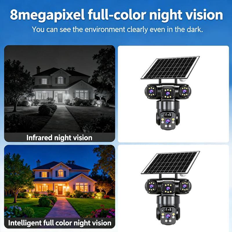 📢📢40% OFF !!!⏰6K 9MP Outdoor Wi-Fi Security Camera | 10x Zoom, 3 Lenses, 360° PTZ | IP66 Waterproof, Color Night Vision, Two-Way Audio, Motion Tracking