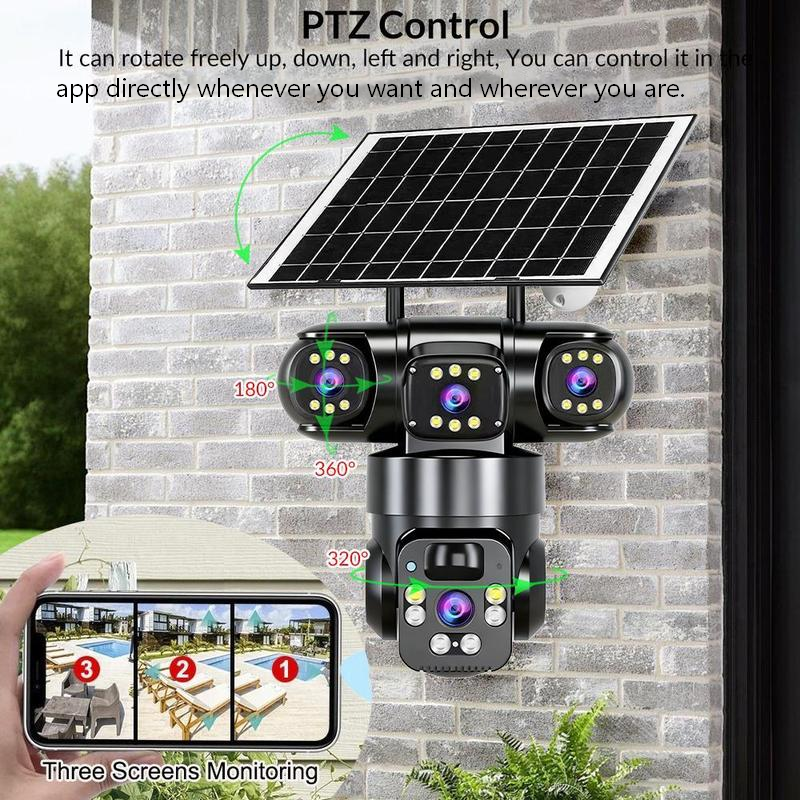 📢📢40% OFF !!!⏰6K 9MP Outdoor Wi-Fi Security Camera | 10x Zoom, 3 Lenses, 360° PTZ | IP66 Waterproof, Color Night Vision, Two-Way Audio, Motion Tracking