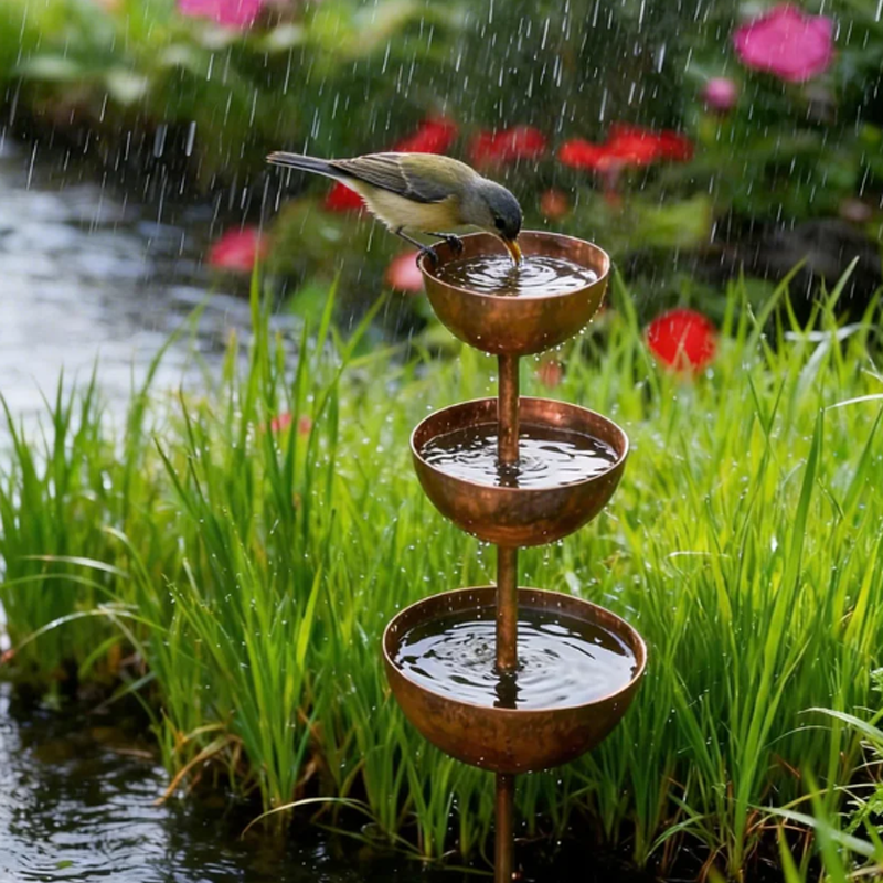 🔥🔥Buy 2 Get 1 Free☔️3-Tier Rustic Metal Bird Feeder & Drinker Stake
