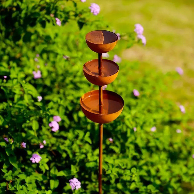 🔥🔥Buy 2 Get 1 Free☔️3-Tier Rustic Metal Bird Feeder & Drinker Stake
