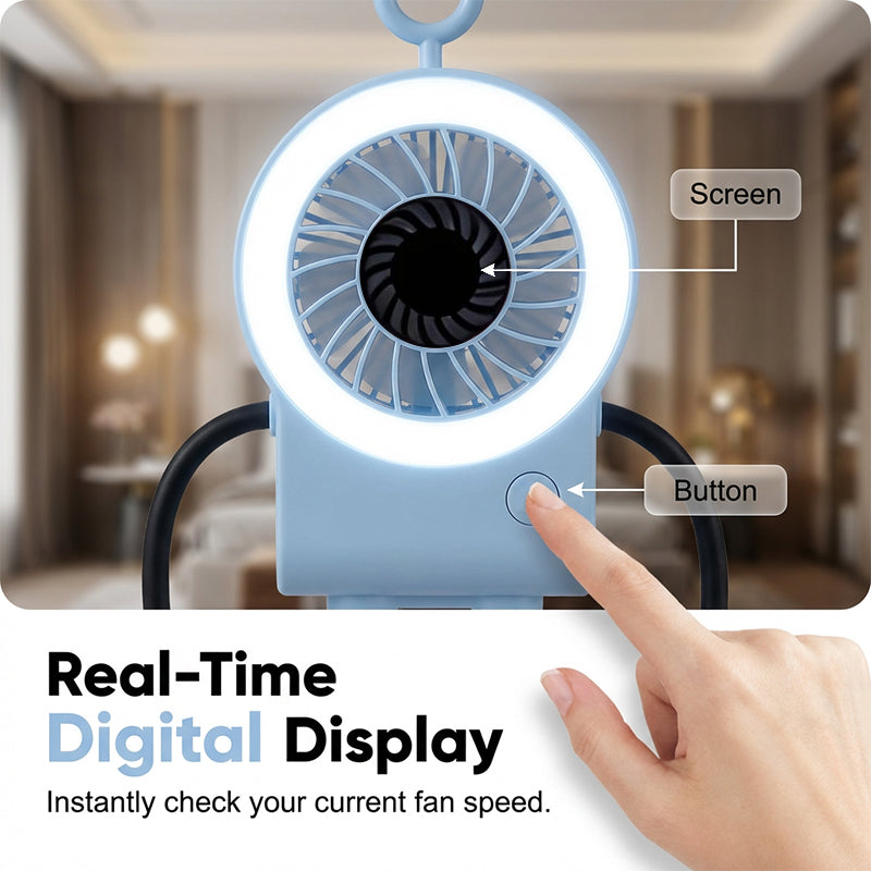 Flexible Robot Desk Fan with LED Light