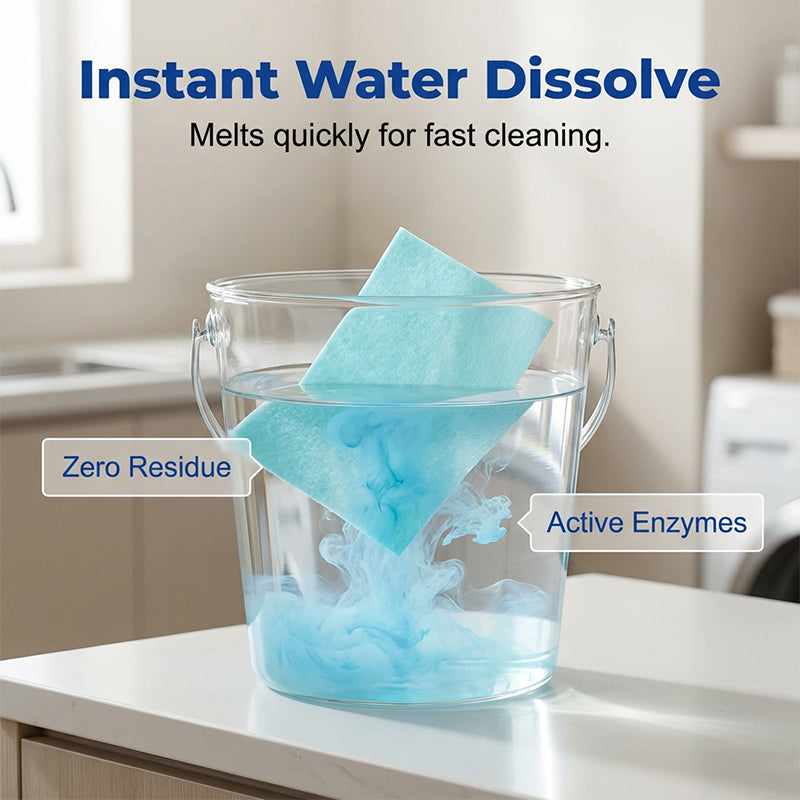Instant water dissolve floor cleaning sheet in bucket