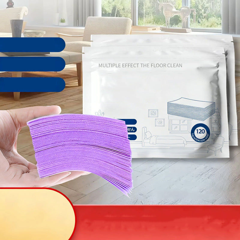 Purple water soluble floor cleaning sheets