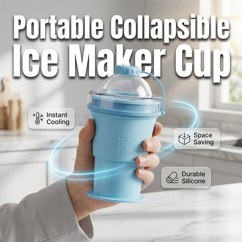 Collapsible Silicone Ice Ball Cup with Straw