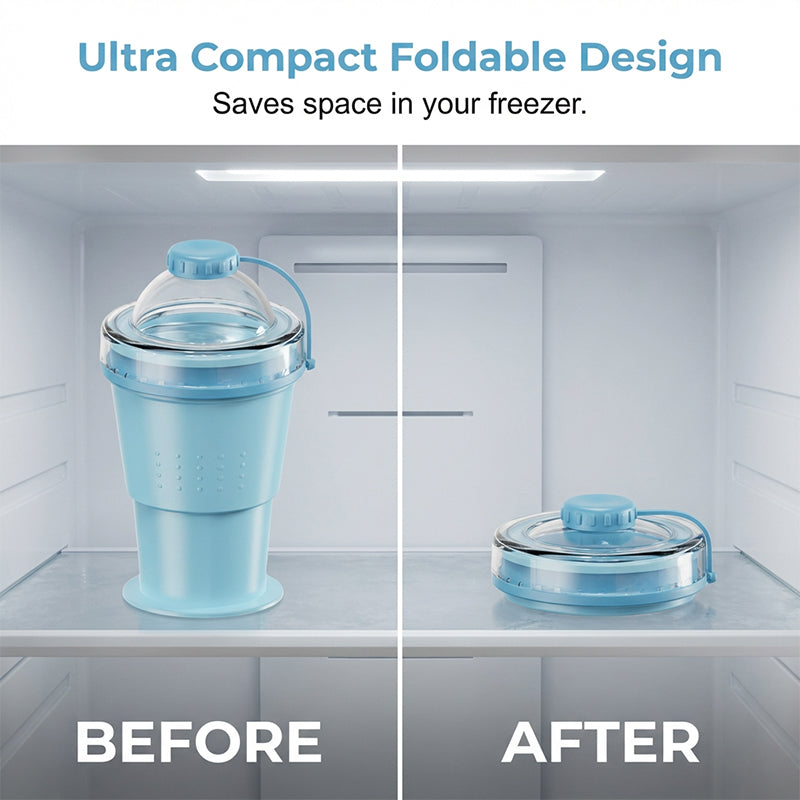 Collapsible Silicone Ice Ball Cup with Straw