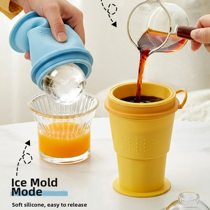 Collapsible Silicone Ice Ball Cup with Straw