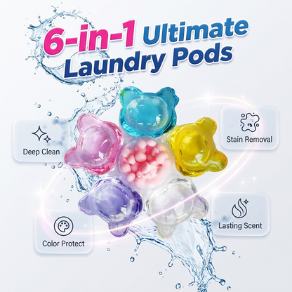 6-in-1 Laundry Detergent Pods with Long-Lasting Fragrance