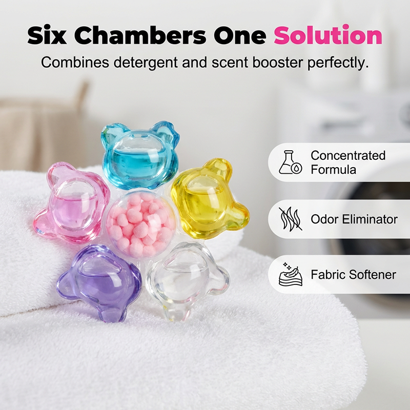 6-in-1 Laundry Detergent Pods with Long-Lasting Fragrance
