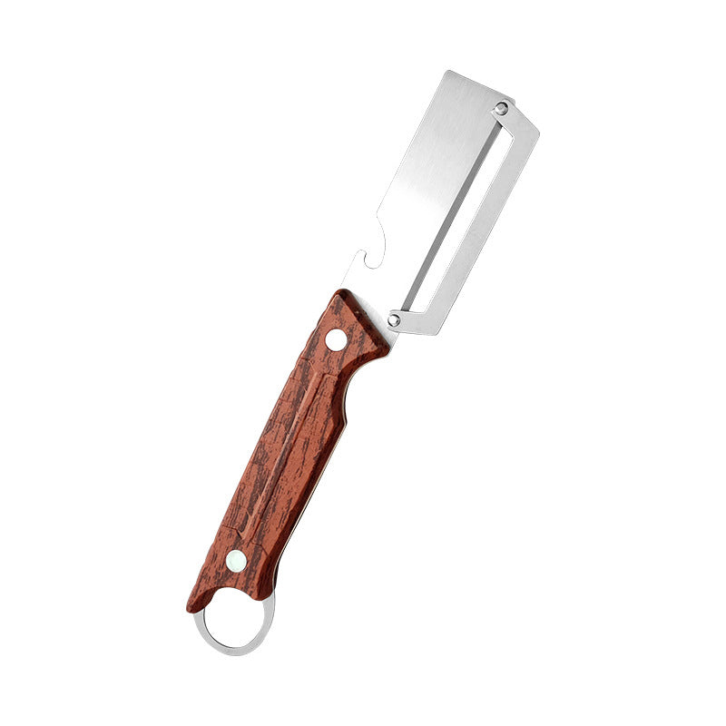 🥕 3-in-1 Vegetable Peeler with Bottle Opener – Julienne & Shredding Tool, Stainless Steel Blade, Wood‑Grip Handle – Must‑Have Kitchen Gadget for Effortless Prep