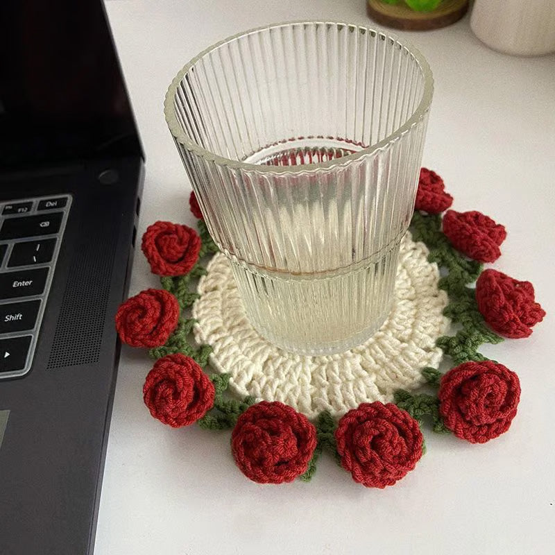 Handmade Floral Yarn Coasters