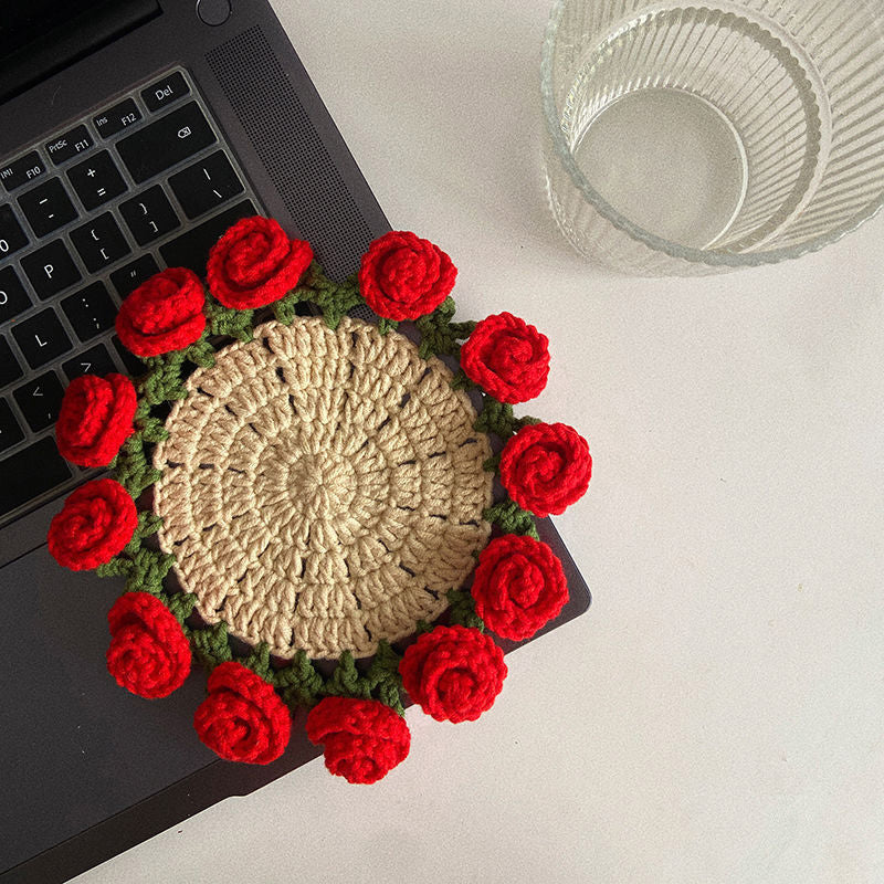 Handmade Floral Yarn Coasters