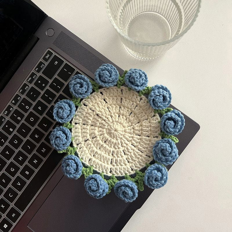 Handmade Floral Yarn Coasters