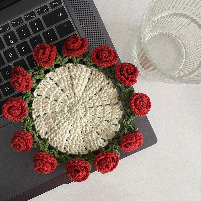 Handmade Floral Yarn Coasters
