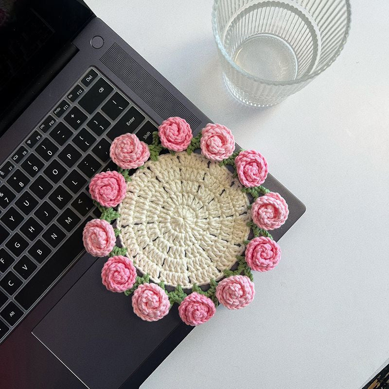 Handmade Floral Yarn Coasters