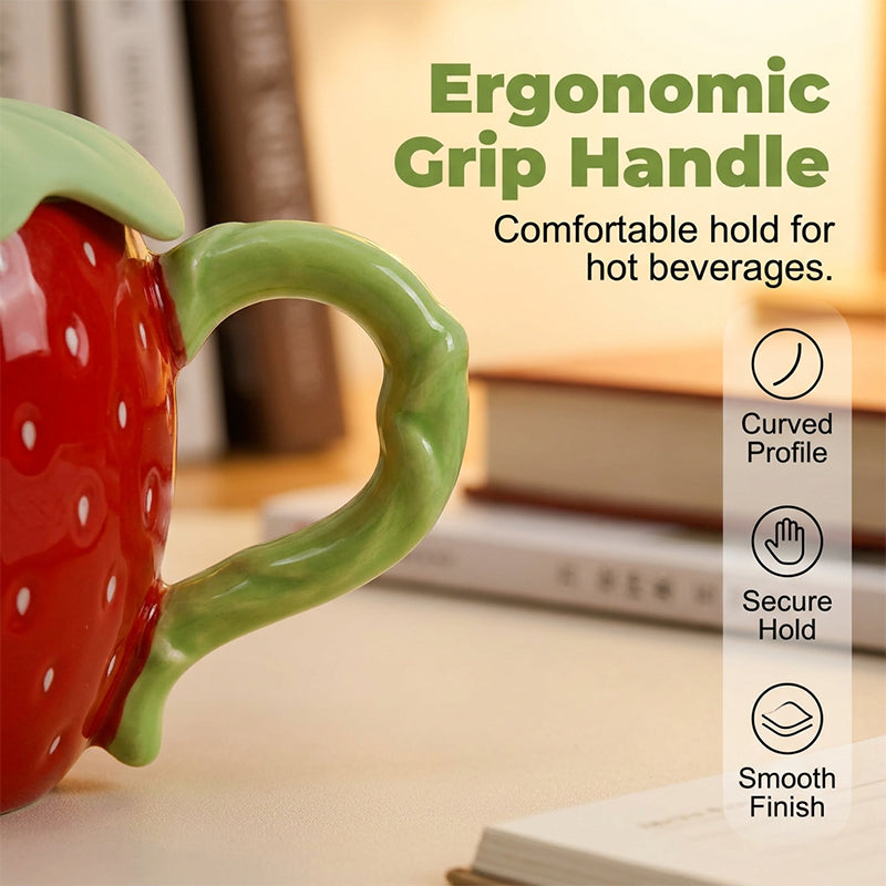 Strawberry Ceramic Mug with Lid