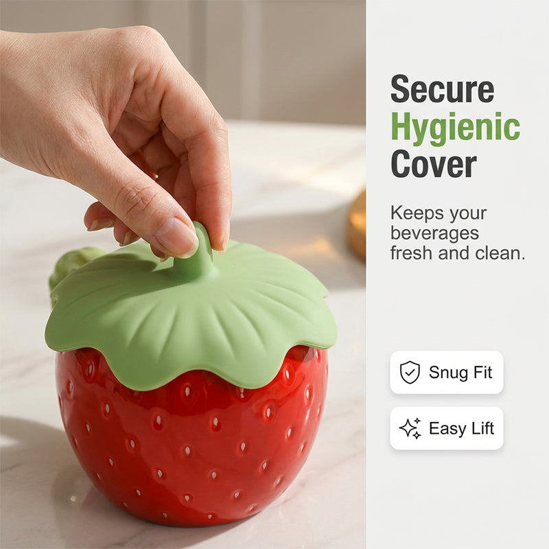 Strawberry Ceramic Mug with Lid