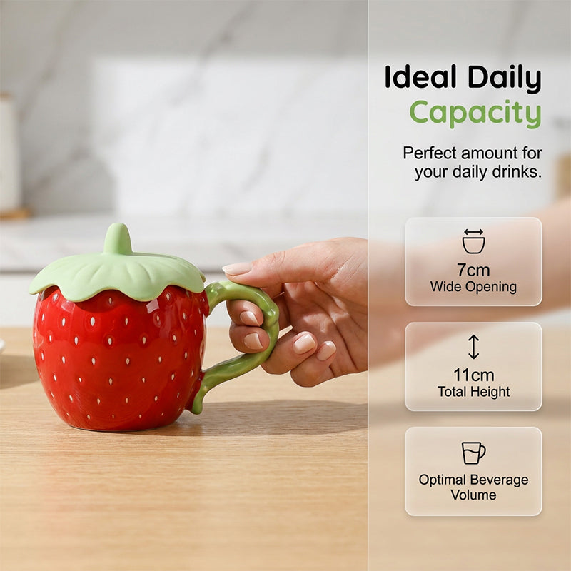 Strawberry Ceramic Mug with Lid