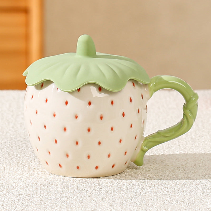 Strawberry Ceramic Mug with Lid