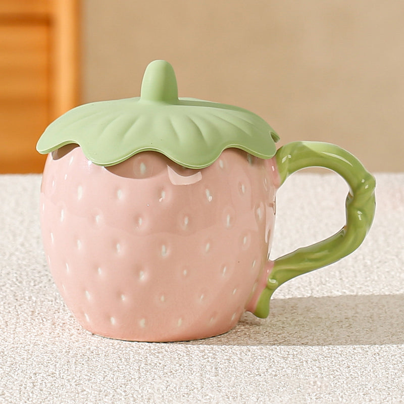 Strawberry Ceramic Mug with Lid