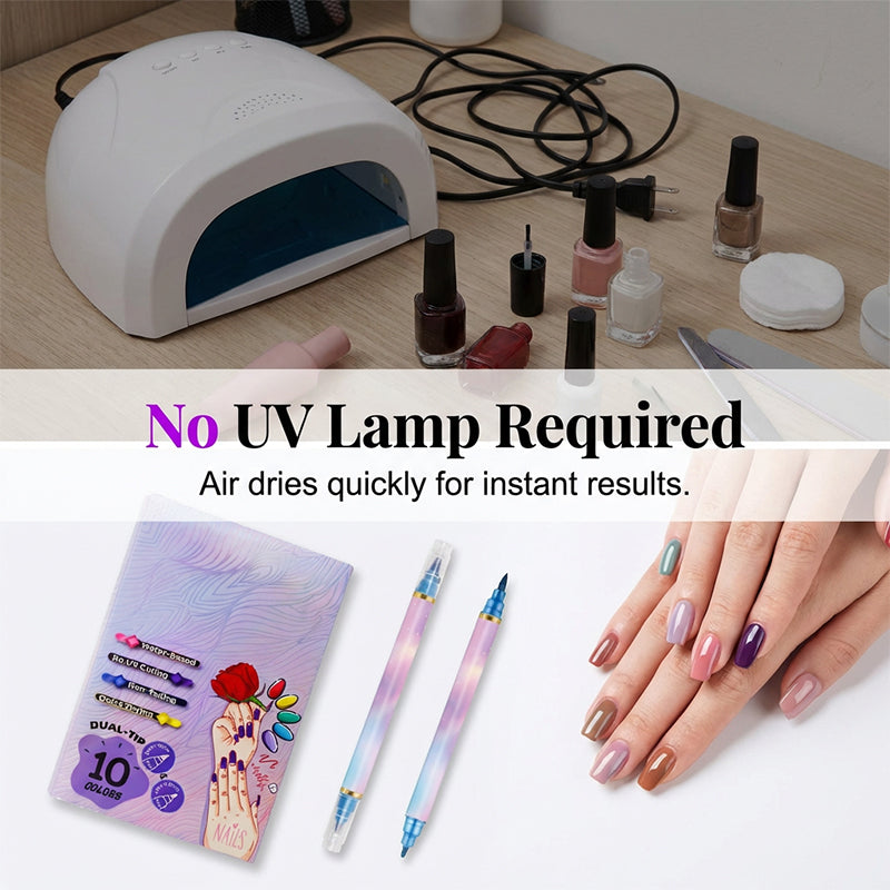 🥳2026 HOT SALE🥳💅50K+ SOLD! 🎉10-Color Dual-Tip Nail Art Marker Pen Set