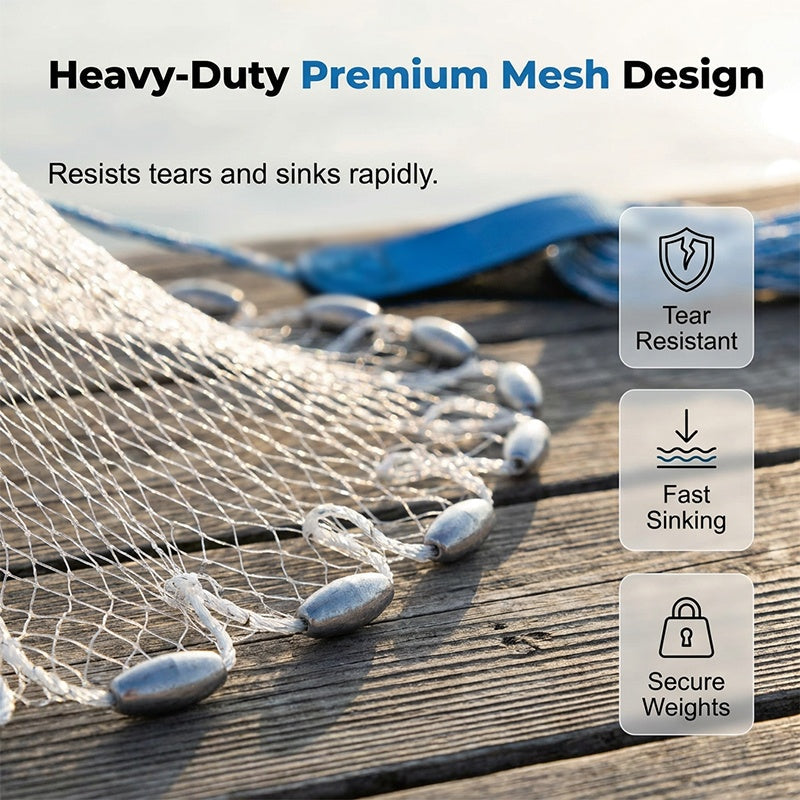 ⏳Time-Limited Special⏰Easy-Throw Cast Net – Heavy-Duty Mesh, Rapid Sinking & Versatile – For Freshwater & Saltwater 🐟