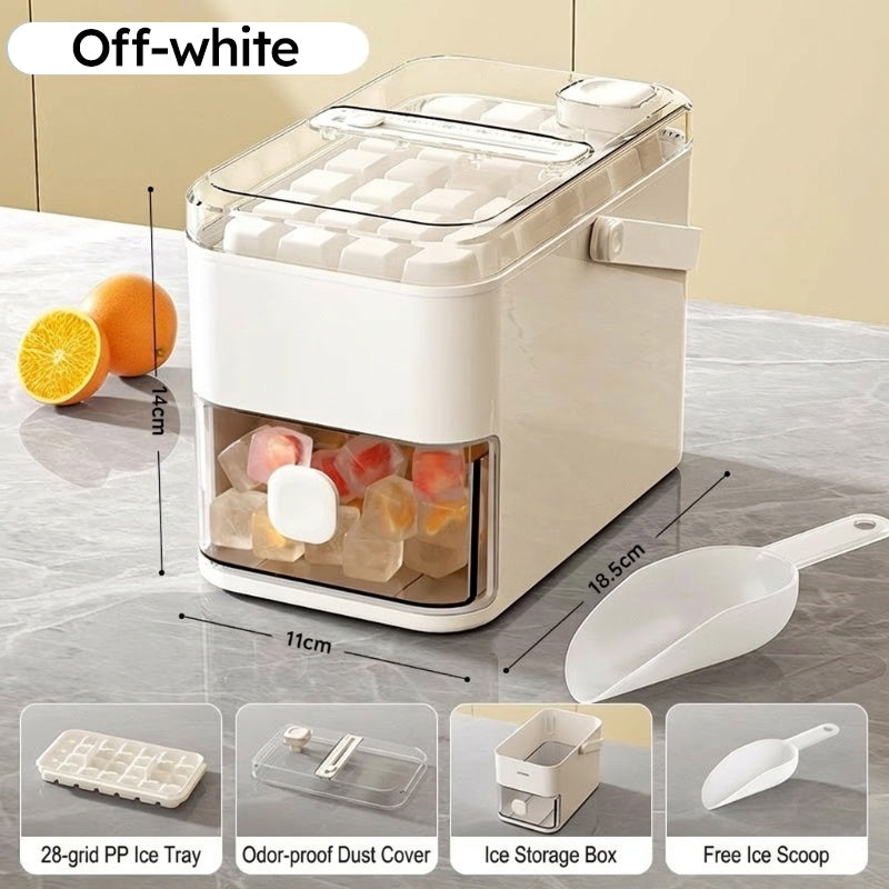 Press-Type Ice Cube Maker with Storage Bin