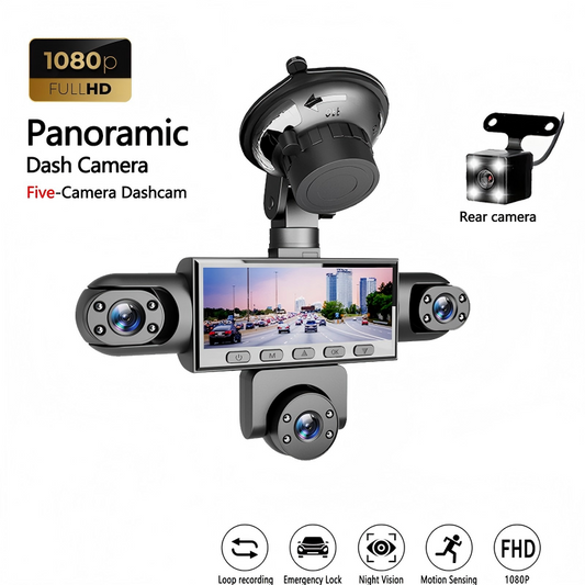 🎉 2026 Sale — Over 36,000 Sold! 🚗 5-Camera Panoramic Dash Cam – Full View No Blind Spots 🛡️✨
