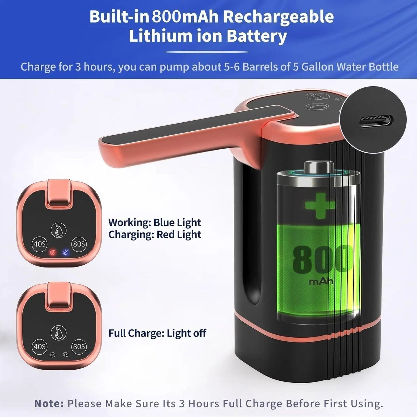 ✨Exclusive 50% OFF | Automatic Water Dispenser Pump | Rechargeable USB-C Bottle Pump with Foldable Spout & One-Touch Control | Universal Fit for Home & Office