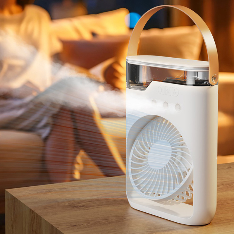 ❄️Portable Ice Misting Fan – Triple Nozzle & RGB Mood Lighting
