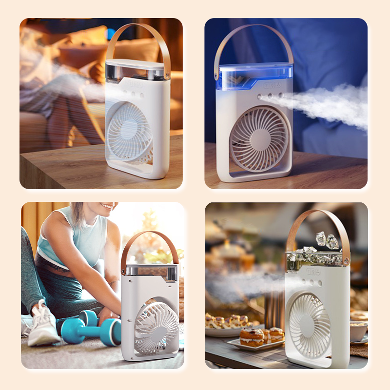 ❄️Portable Ice Misting Fan – Triple Nozzle & RGB Mood Lighting