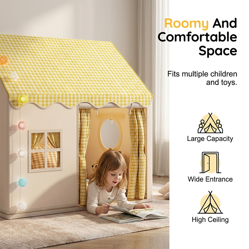 🏰 LIMITED-TIME 50% OFF! ✨ Dream Play Tent for Kids – Fairy Lights, Roomy Interior, Gingham Style 🌟