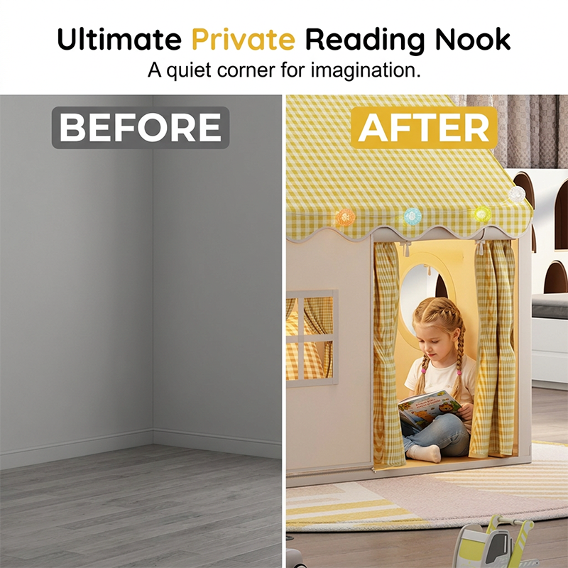 🏰 LIMITED-TIME 50% OFF! ✨ Dream Play Tent for Kids – Fairy Lights, Roomy Interior, Gingham Style 🌟